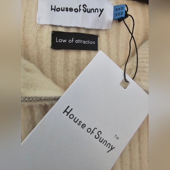 HOUSE OF SUNNY DOUBOR COLLAR PEGGY CROPPED CARDIGAN SZ US 10 UK 14 - Picture 15 of 17